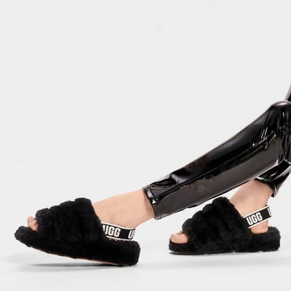 סנדליי UGG Fluff Yeah Slide Black נשים