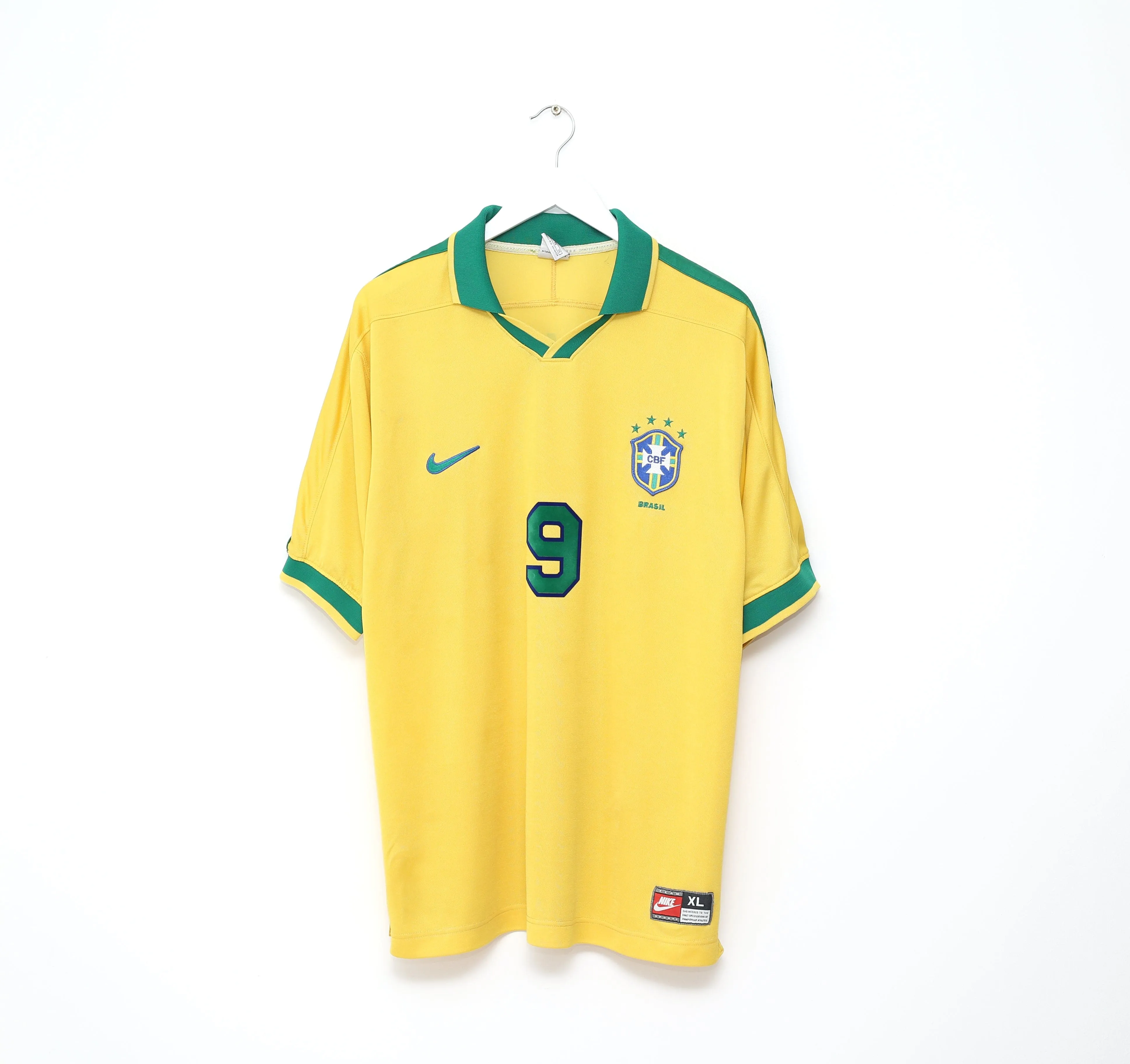 1997/98 RONALDO #9 Brazil Vintage Nike Home Football Shirt (XL) Le Tournoi