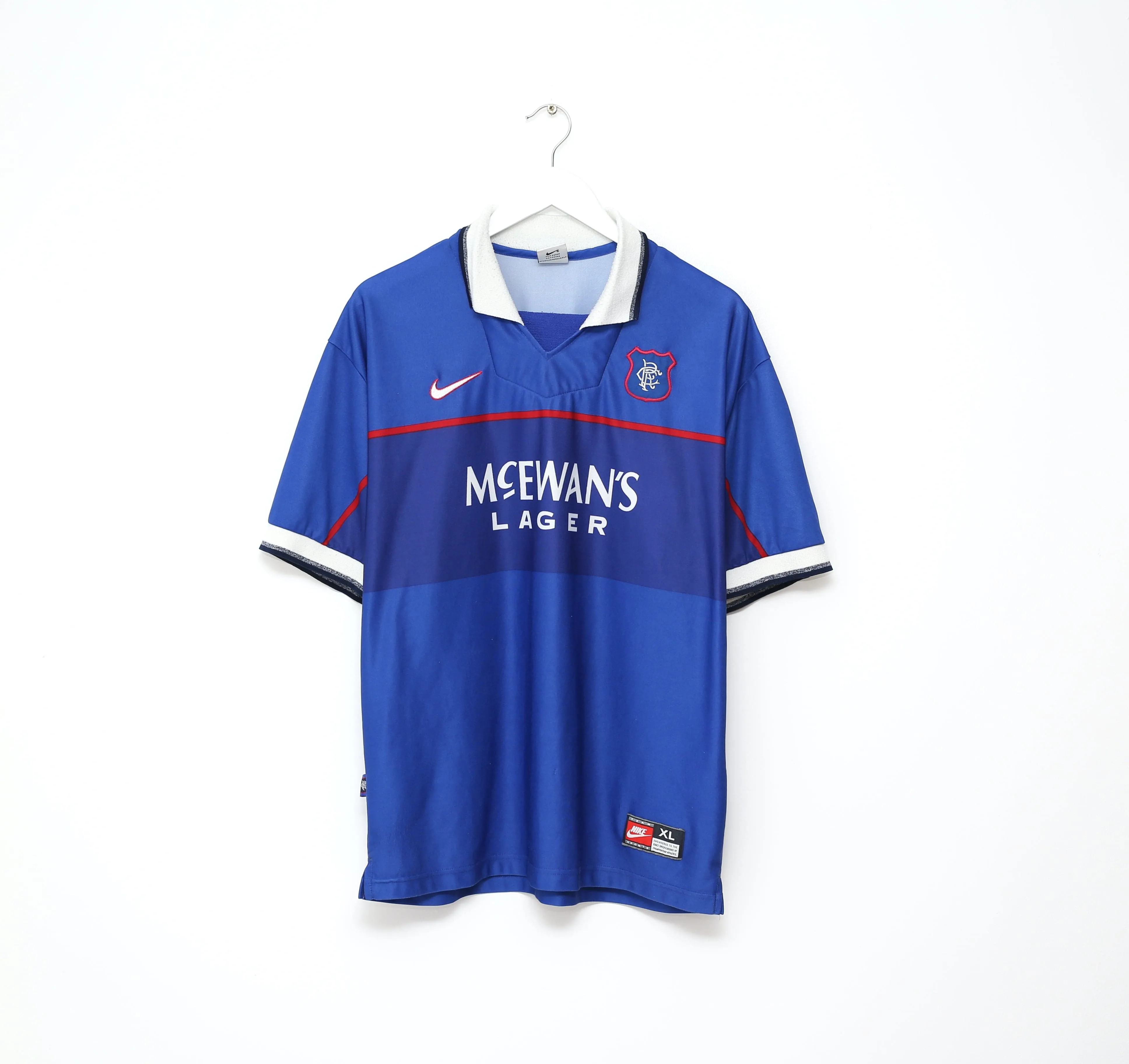 1997/99 GASCOIGNE #8 Rangers Vintage Nike European Home Football Shirt (L/XL)