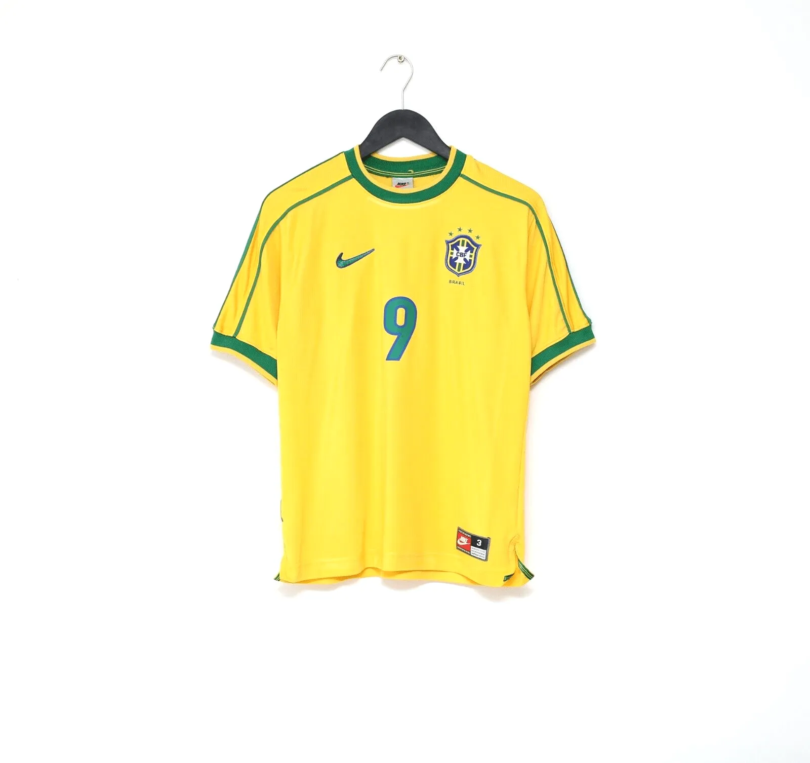 1998/00 RONALDO #9 Brazil Vintage Nike WC 98 Home Football Shirt (S)