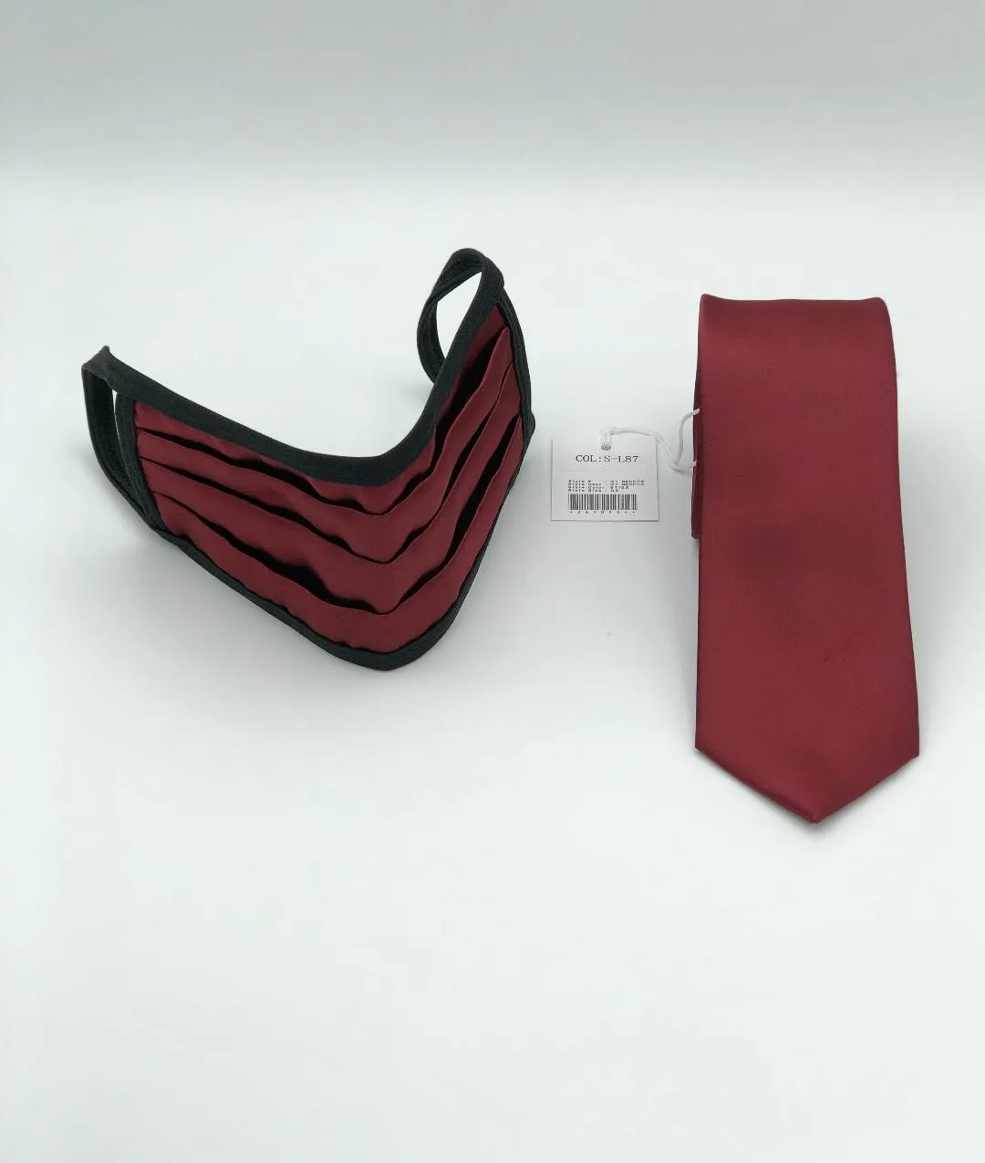 Face Mask & Tie Set S-L87 Burgandy