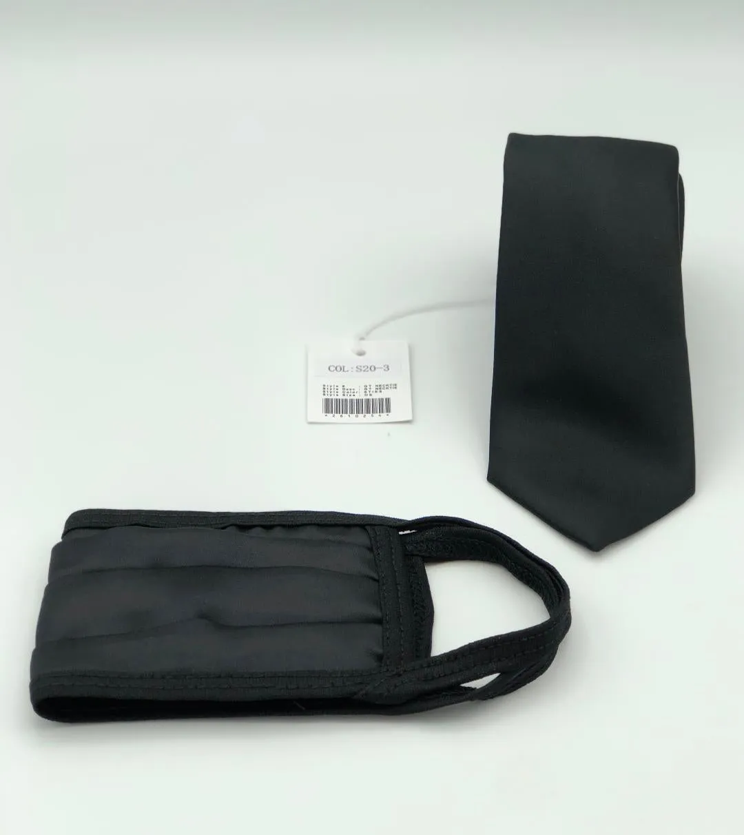 Face Mask & Tie Set S20-3 Solid Black