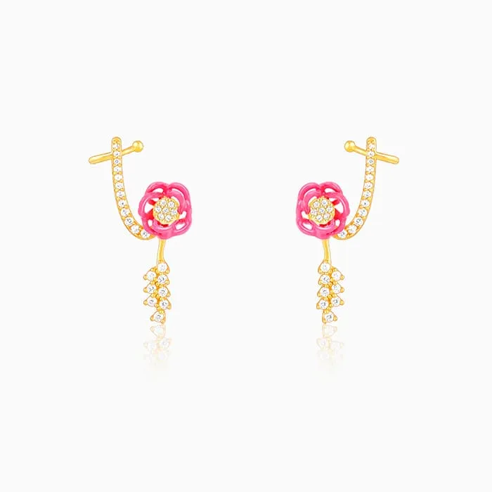 Golden Pink Brahma Kamal Convertible Cuff Earrings