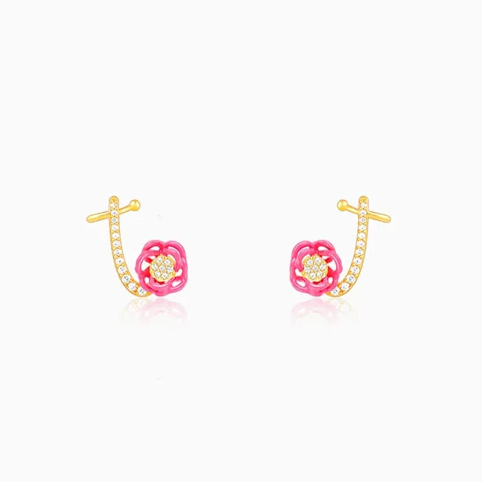 Golden Pink Brahma Kamal Convertible Cuff Earrings