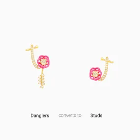 Golden Pink Brahma Kamal Convertible Cuff Earrings