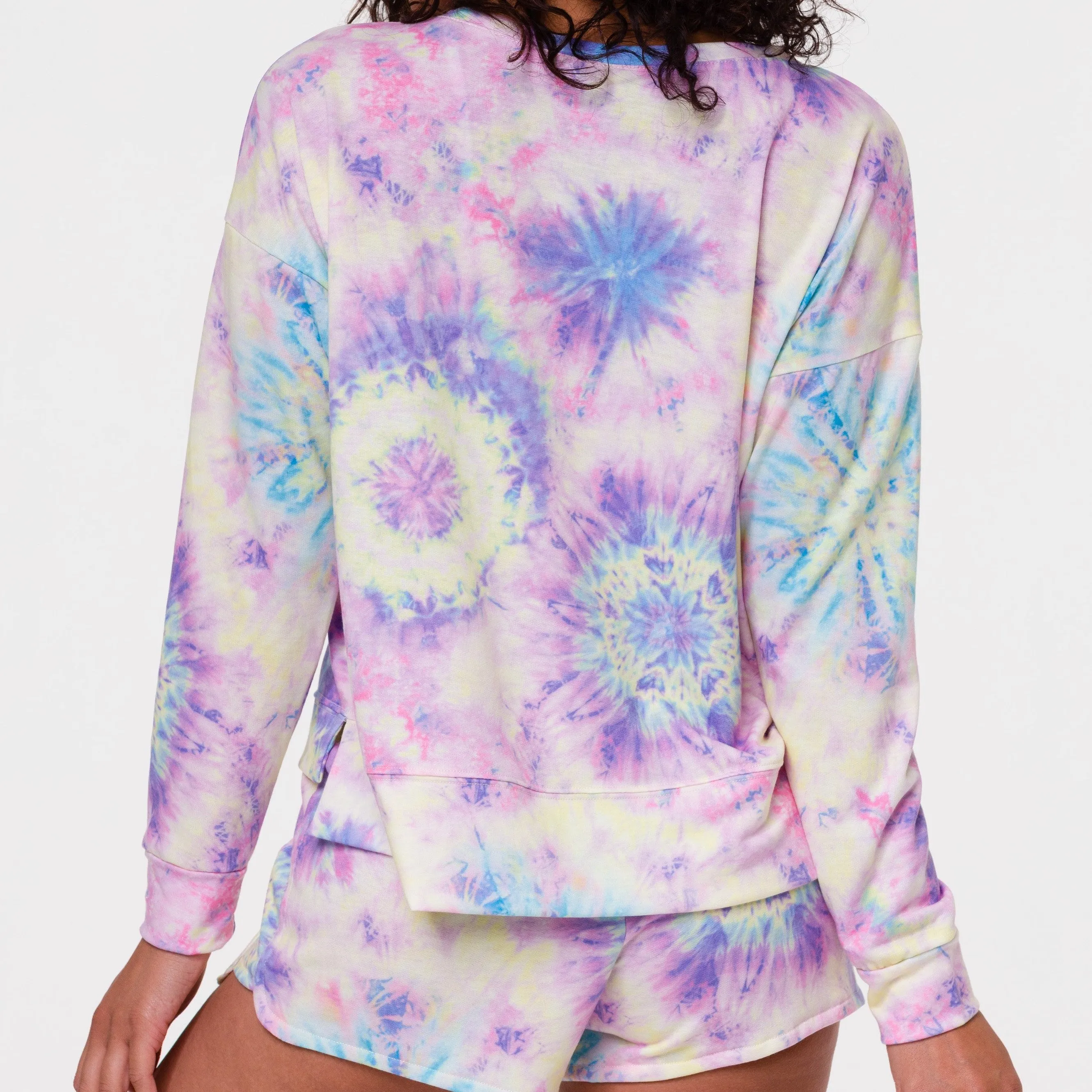 High Low Sweatshirt - Neon Tie Dye