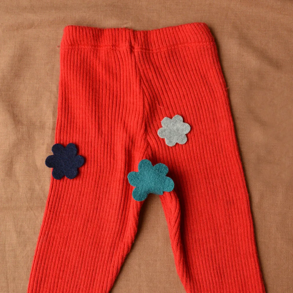 Knitted Merino Rib Leggings/Pants - Red (2-3y) *PRE-LOVED/YOU MEND IT!