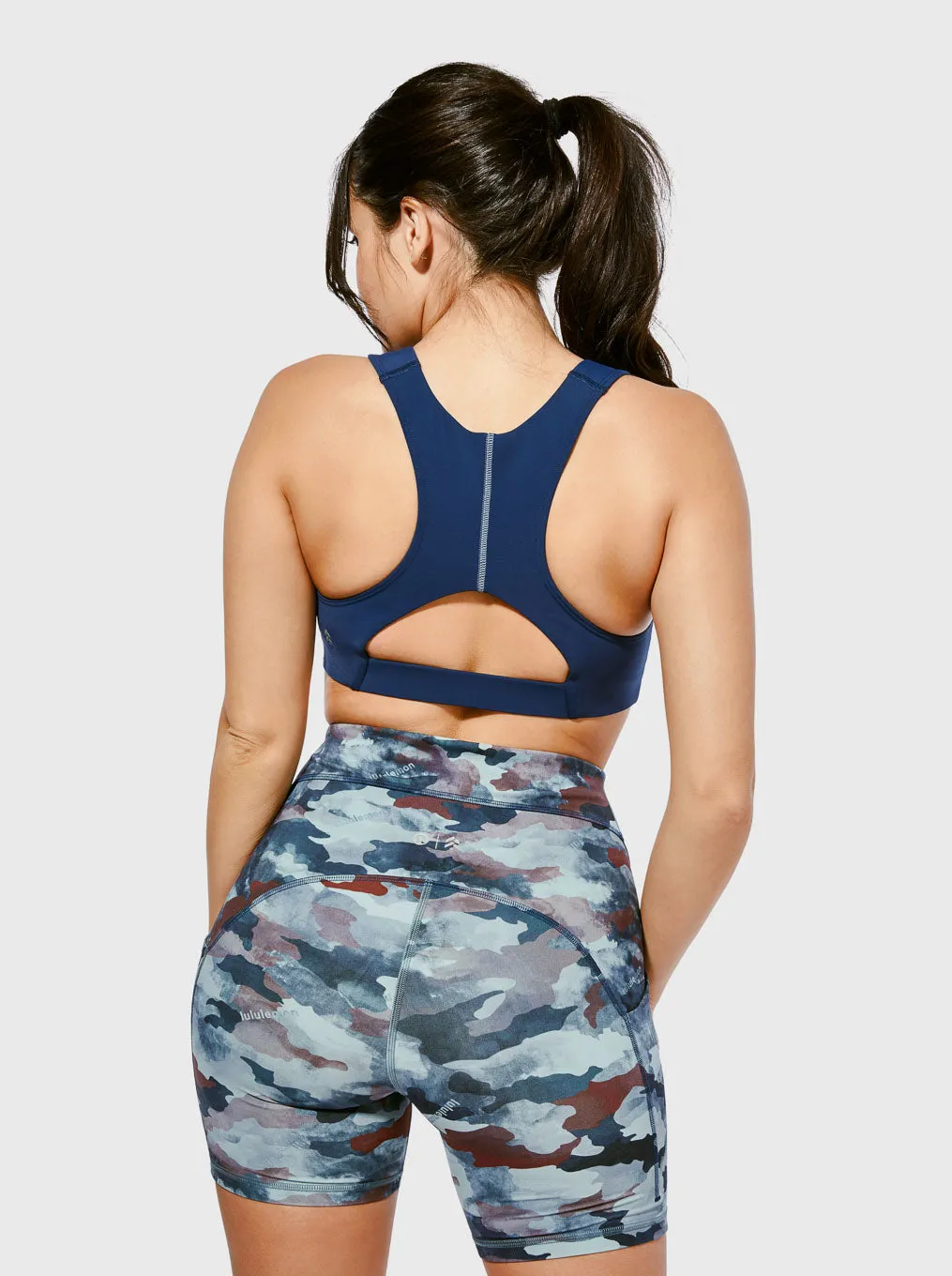 LULULEMON BLUE TOUGH TRAIN HIGH NECK BRA