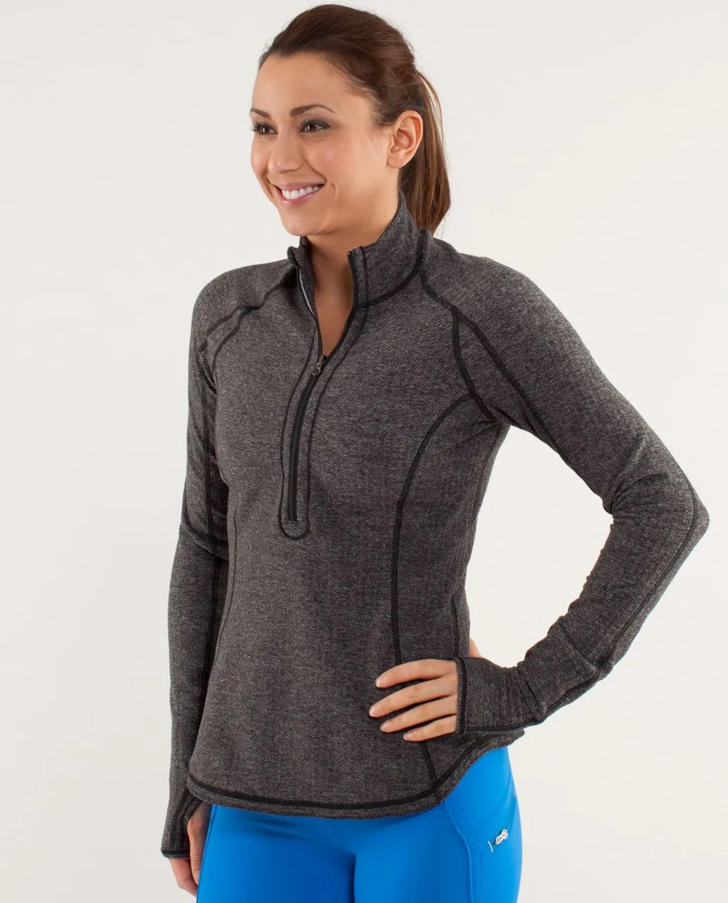 Lululemon Run: U-Turn Pullover Jacket in Herringbone Gray and Black (4)