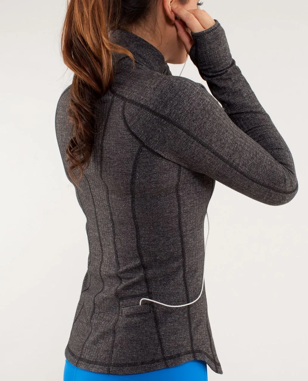 Lululemon Run: U-Turn Pullover Jacket in Herringbone Gray and Black (4)