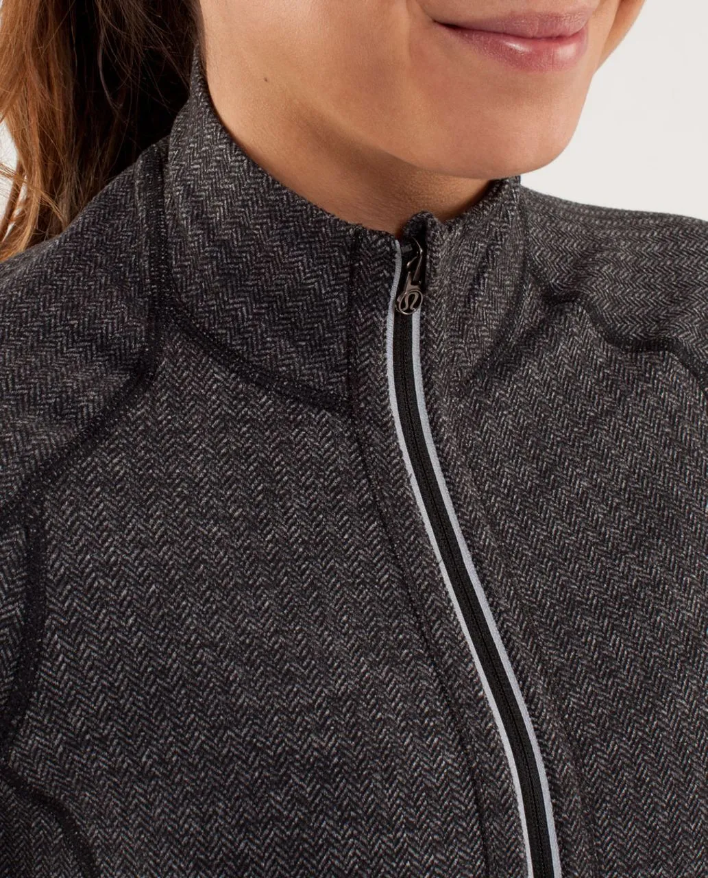 Lululemon Run: U-Turn Pullover Jacket in Herringbone Gray and Black (4)