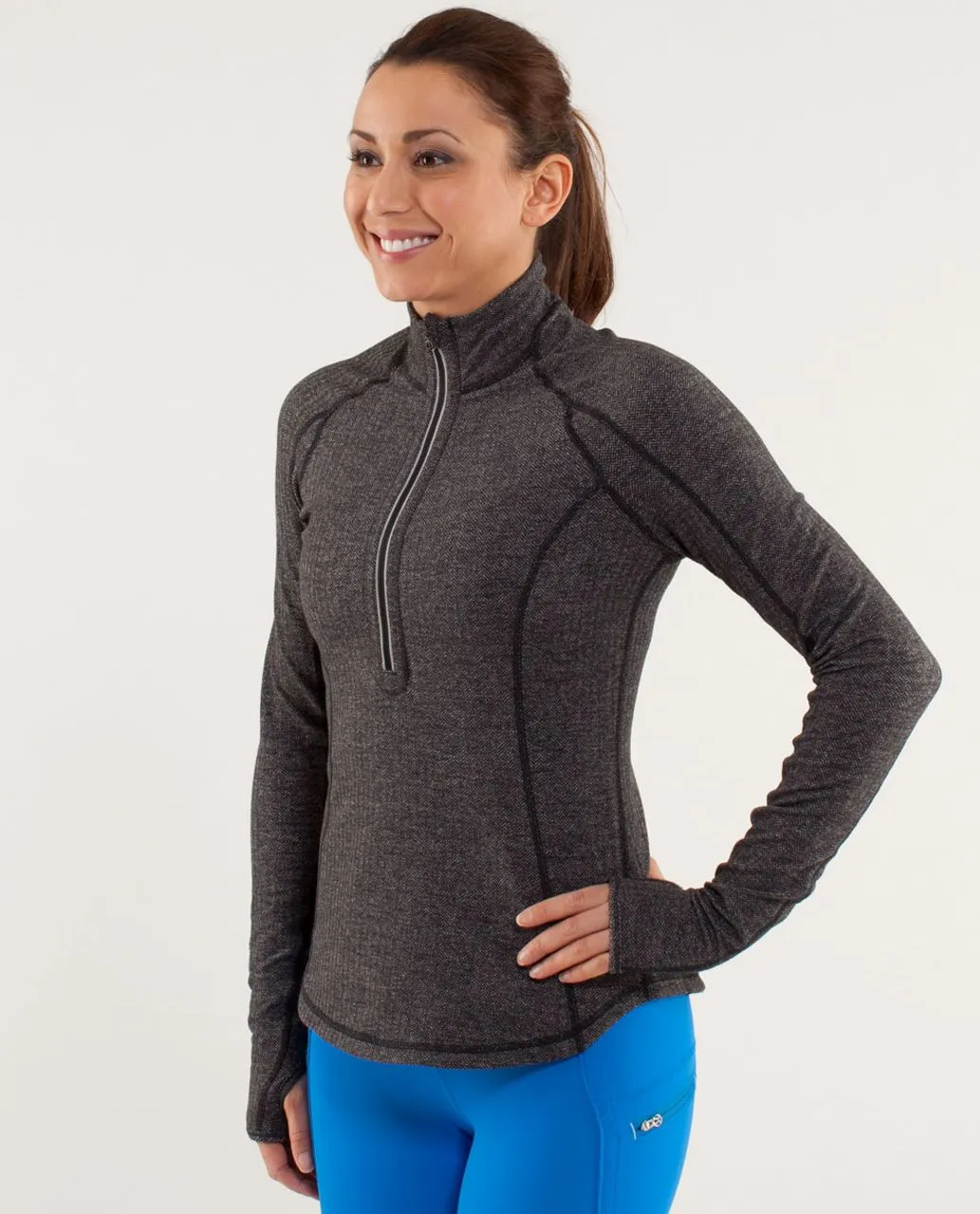 Lululemon Run: U-Turn Pullover Jacket in Herringbone Gray and Black (4)