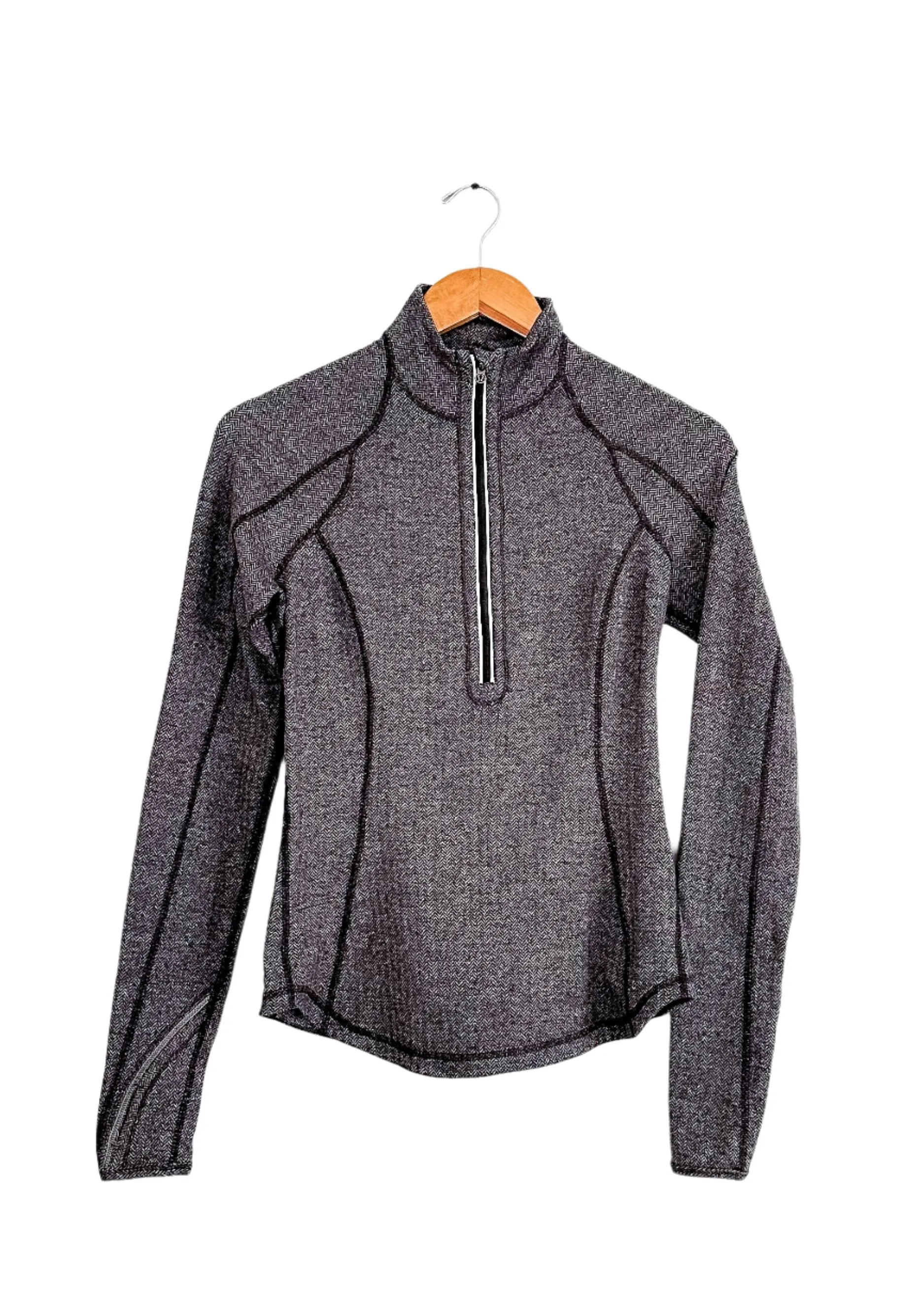 Lululemon Run: U-Turn Pullover Jacket in Herringbone Gray and Black (4)