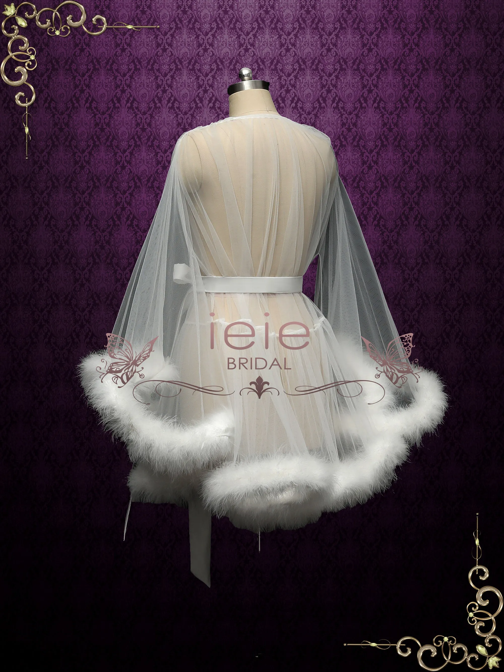 Marabou Fur Illusion Bridal Honeymoon Boudoir Robe Cici