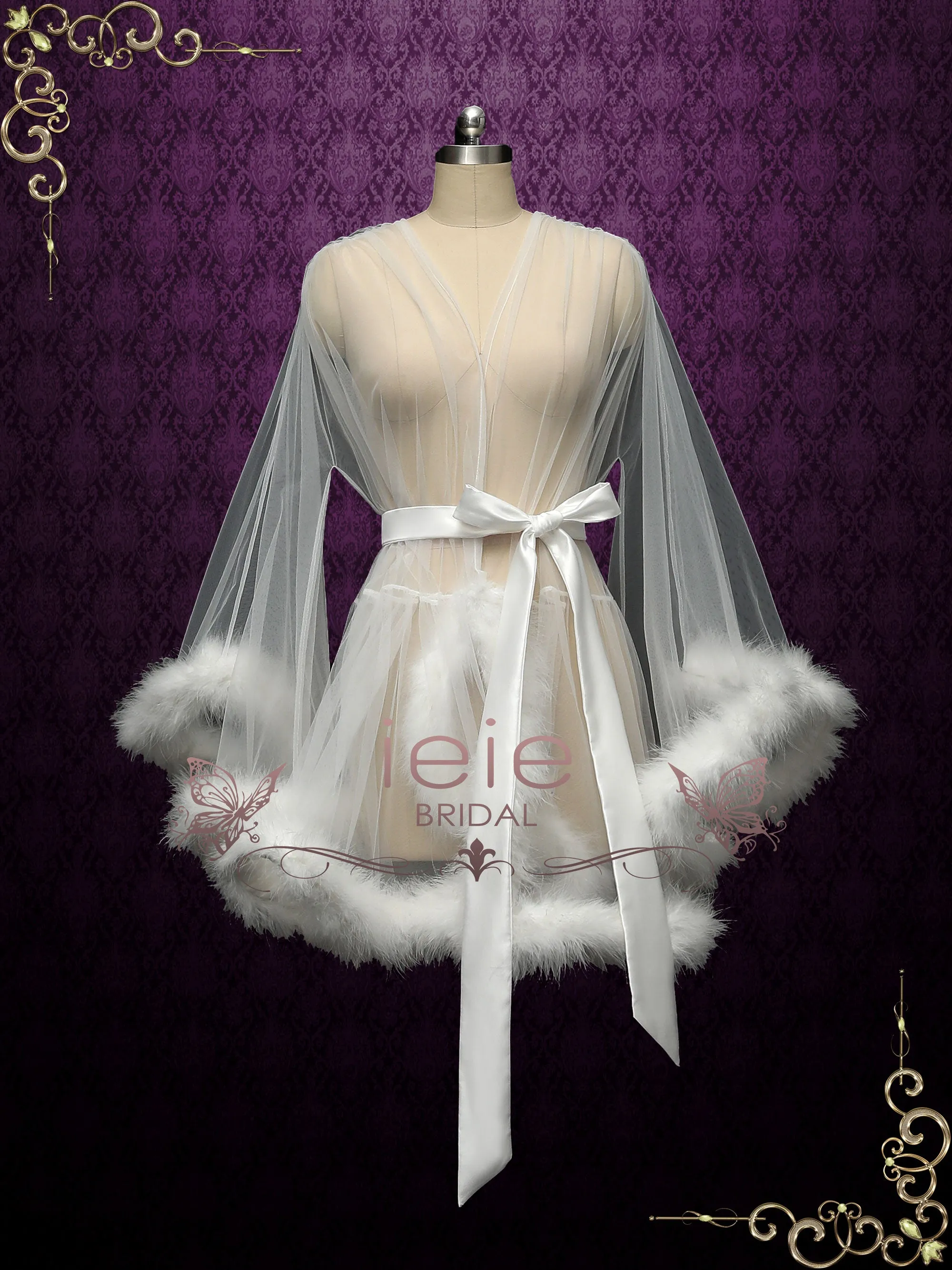 Marabou Fur Illusion Bridal Honeymoon Boudoir Robe Cici