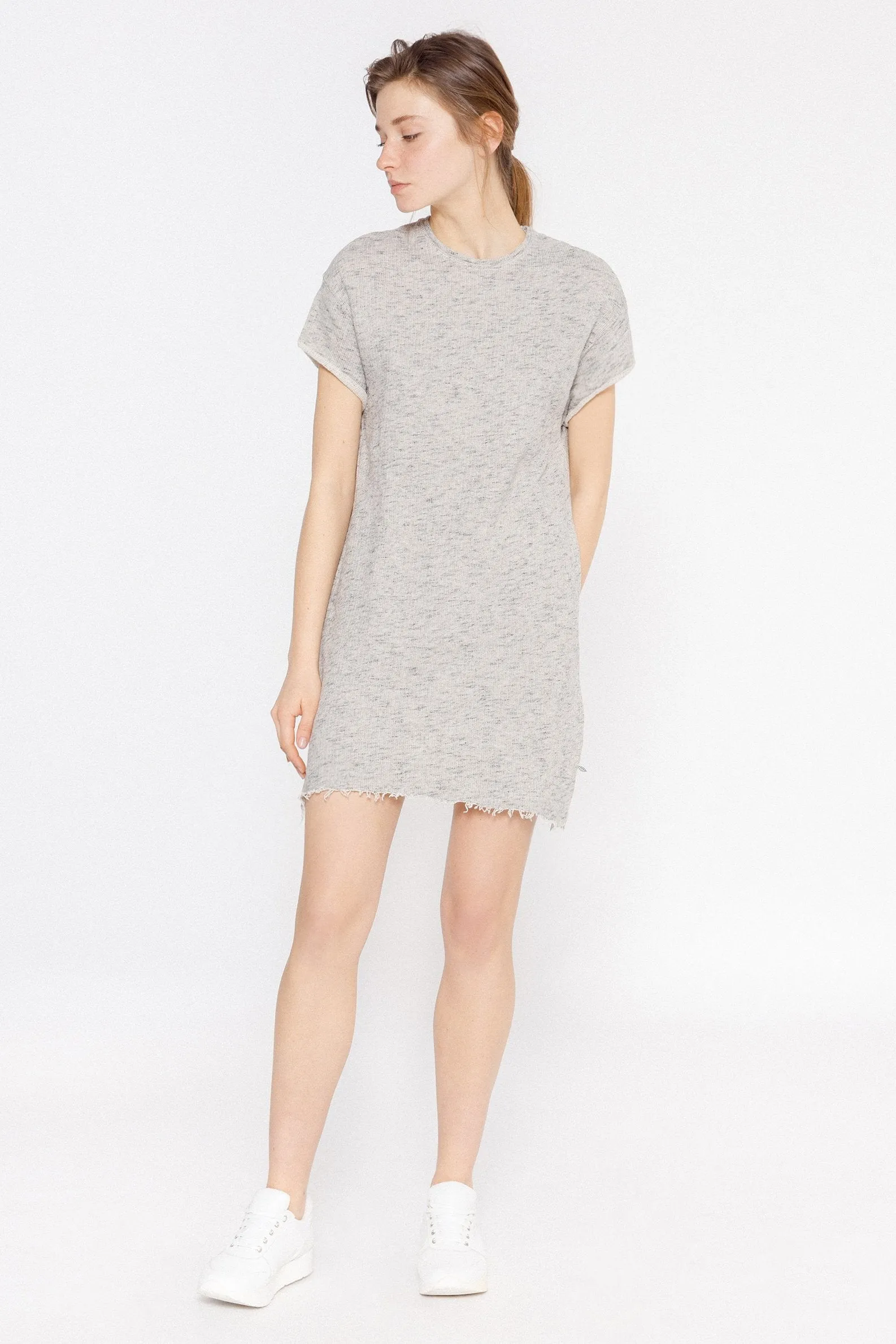 short sleeve fleece dress light grey <br> by Friday's Project