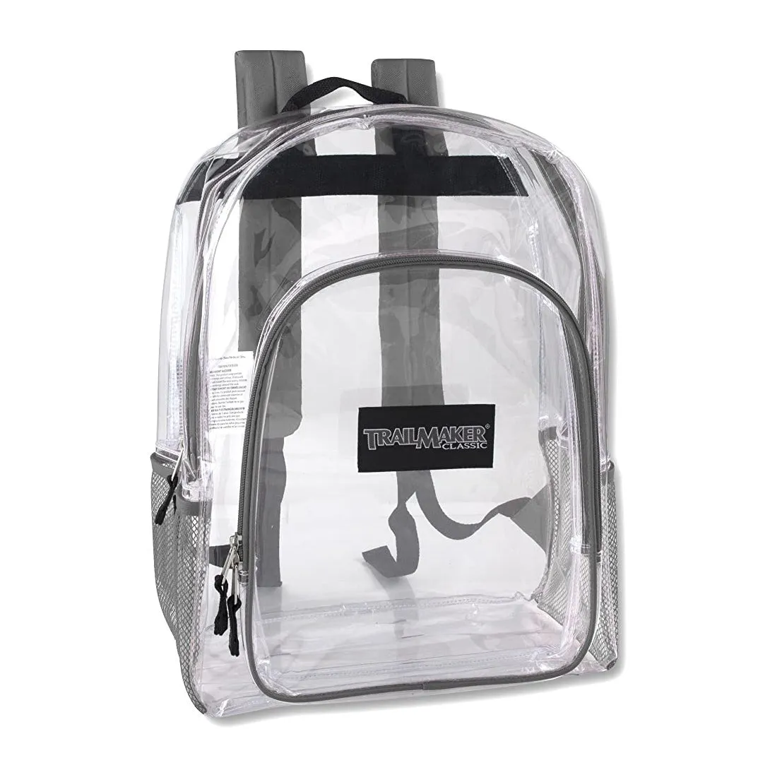 Trailmaker Clear Water Resistant Backpack W Padded Back Support Straps Unisex