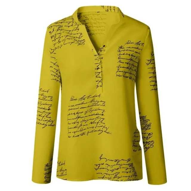 Women Letters Printing Blouses