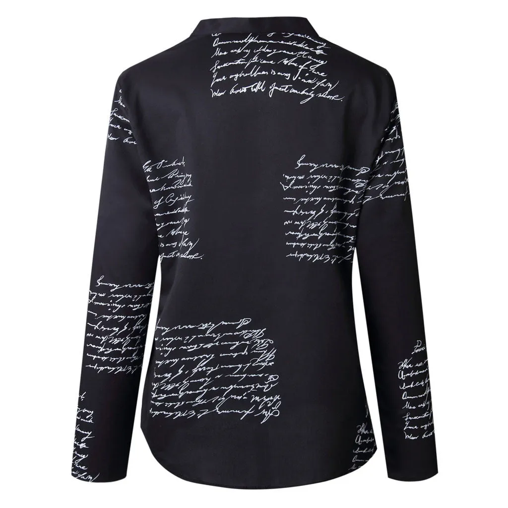 Women Letters Printing Blouses