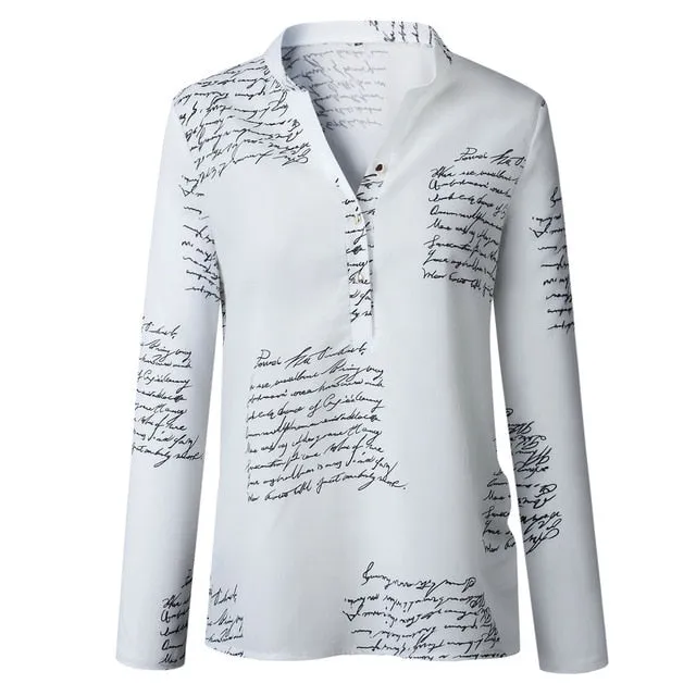 Women Letters Printing Blouses