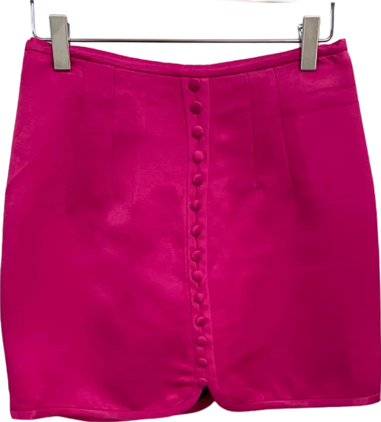 (Zara) (Pink) (Button-Front Mini Skirt) (UK XS)